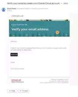 Check your inbox for Oracle's email and click the Verify email button