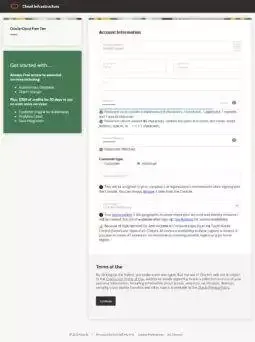 The Verify email button will take your back to the Account Information page. This time you'll add a password, select a customer type, type in a Cloud Account Name, and set your Home Region, then click the Continue button