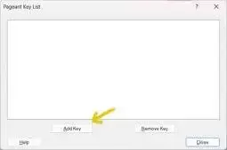 you should see the Pageant Key List. Click the Add Key button