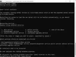 this particular update noted some daemons (read: services) were now running outdated to libraries and asked which we would like to restart, I restarted every one by typing 1 2 3 4 5 6