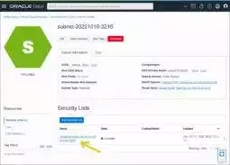 on the Subnet details page click the Default Security List link at the bottom or, if one doesn't exist, click the Add Security List button